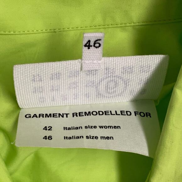 MM6 MAISON MARGIELA Size XS Green Neon Cotton Pointed Collar Long Sleeve Shirt - Picture 6 of 7